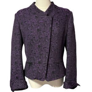 Mary Kay Jacket Womens 12 Tweed Purple Lined Dress Top Blazer Twin Hill
